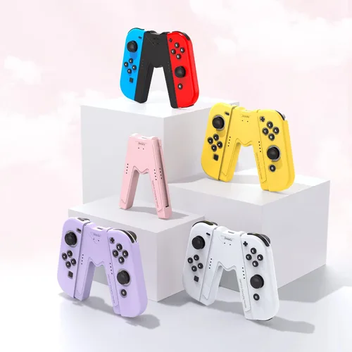 Vista 7 de JINGDU Switch Joy-Con - Empuñadura de carga compatible con Nintendo Switch estándar y modelo OLED, juega mientras se carga, cargador portátil JoyCon