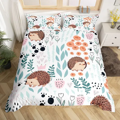 Vista 20 de Erosebridal Juego de ropa de cama individual de animales de la selva para niñas y niños, funda de edredón de elefante oso, tigre, león, safari