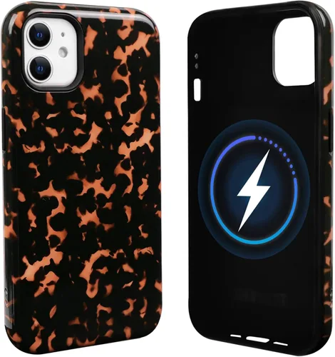 Vista 26 de NITITOP Funda magnética compatible con iPhone 11, compatible con MagSafe lindo diseño estético de leopardo ámbar tortuga para mujeres, hombres