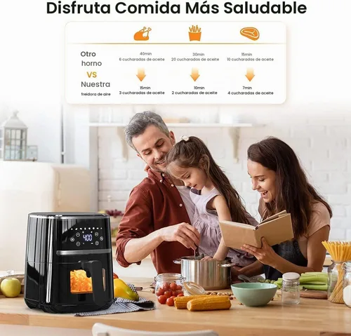 Vista 4 de Freidora de aire, freidora de aire digital de 5 cuartos con pantalla táctil, funciones 8 en 1 para freír, asar, deshidratar, hornear comidas