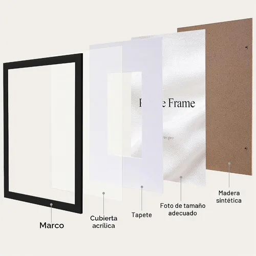 Vista 2 de eletecpro Portarretratos de 8 x 10 pulgadas con paspartú de 5 x 7 pulgadas Negro