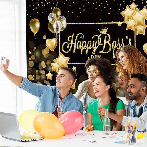Vista 6 de Mixweer Fondo de 71 x 43 pulgadas para el Día del Jefe, cartel internacional para fotografía de oficina, decoración de fondo, suministros de fiesta