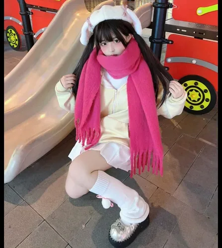 Vista 6 de Funipunk Calentadores de piernas de invierno Kawaii de punto lindo subcultura media manga pie pierna calcetines calientes mujeres JK unform y2k