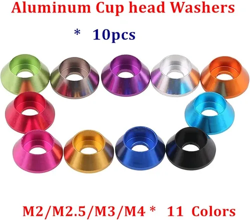 Vista 2 de Zkenshan-washers - 10 arandelas de cono de aluminio M2 M2.5 M3 M4 M5 M6 para cabeza de copa de cilindro, cabeza hexagonal, tornillo y perno, buena