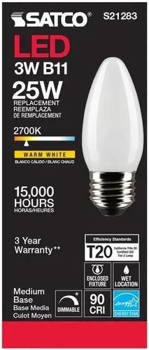 Vista 6 de Satco S21283 3B11/LED/927/FR/120V/E26-paquete de 6