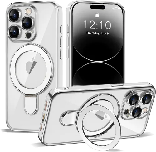 Vista 138 de Funda compatible con iPhone 12 con soporte de anillo magnético invisible [compatible con Mag-Safe] [Protector completo de lente de cámara] Funda