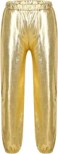 Vista 2 de Pantalones de baile de hip hop para niños y niñas, pantalones de harén metálicos brillantes, ropa de baile callejero