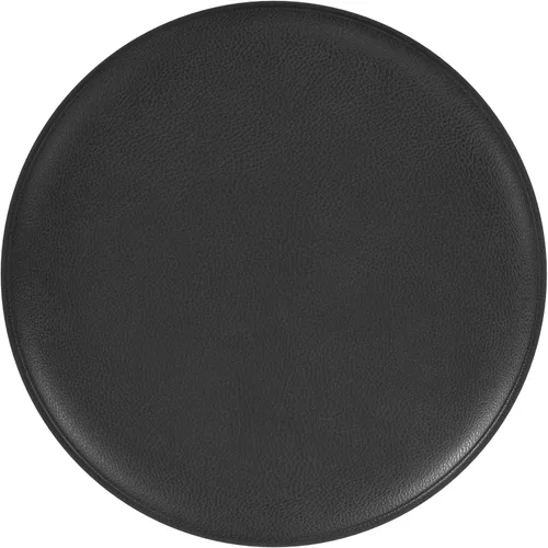 Vista 5 de HomePop Otomana redonda tapizada de piel sintética (sin tapa, solo asiento) HomePop Decoración para el hogar Pouf redondo para reposapiés – Piel