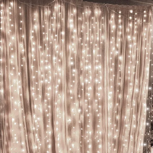 Vista 16 de Twinkle star - Cortina de cadena de 300 LED para ventana, luces para bodas, hogar, jardines, habitaciones, decoraciones de pared interiores