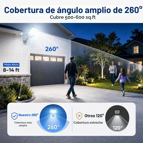 Vista 2 de Sunwish Farola solar al aire libre, 6500K 5730LEDs de atardecer a amanecer, luces solares de calle con sensor de movimiento, control remoto, luces