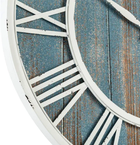 Vista 3 de Oldtown Farmhouse - Reloj de pared silencioso (de metal y madera maciza)