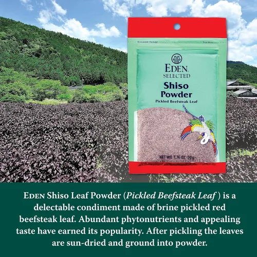Vista 5 de Eden Shiso Leaf Powder, fabricado tradicionalmente en Japón, hoja de carne en escabeche, 1.76 onzas