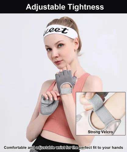 Vista 3 de SUJAYU Guantes de entrenamiento para mujeres y hombres, guantes antideslizantes sin dedos para levantamiento de pesas, guantes de entrenamiento