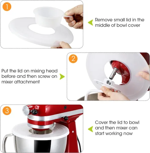 Vista 5 de AIEVE Fundas para tazones para mezclador, tapas protectoras de salpicaduras para mezclador KitchenAid de 4.5 a 5 cuartos de galón (2 unidades)