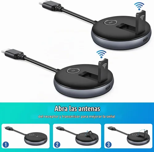Vista 2 de Transmisor y receptor HDMI inalámbrico: kit extensor Plug and Play, multiTV (1TX hasta 4RX), 50M/165FT @60Hz 5.8G/2.4G- Transmite video desde