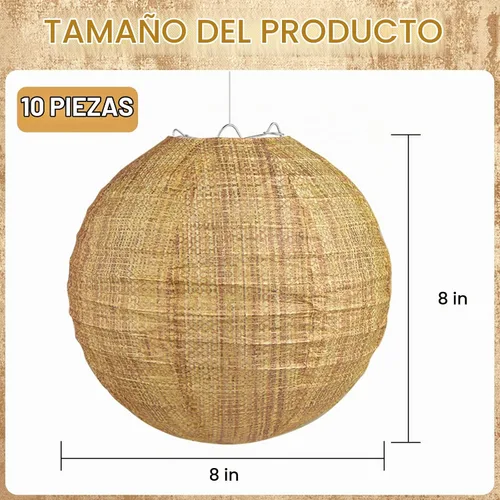 Vista 2 de 10 linternas de papel de arpillera de 8 pulgadas, linternas de papel redondas chinas colgantes de arpillera, faroles de papel de impresión