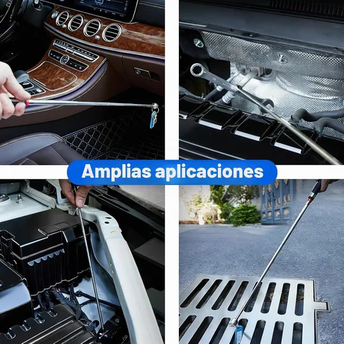 Vista 2 de Toolwiz Juego de 4 herramientas magnéticas de recuperación de recogida con bandeja de piezas - Varillas magnéticas extensibles y flexibles
