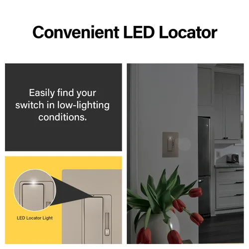 Vista 11 de Legrand Radiant - Interruptor de luz LED de 450 W, 3 vías, color níquel, paquete de 1