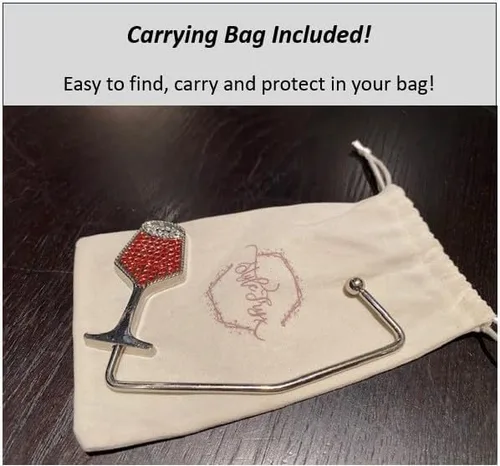 Vista 7 de Gancho para monedero en forma de vino o colgador de bolso para mesa o bar, con diamantes de imitación deslumbrante y elegante soporte para bolsas