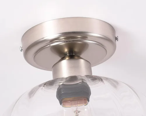 Vista 5 de Fivess Lighting Lámpara de Techo Empotrada Moderna de Vidrio, Accesorio de Iluminación con Pantalla de Vidrio Transparente, Montaje Semi-Empotrado