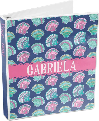 Vista 4 de Carpeta personalizada de 3 anillas de conchas marinas de 1 pulgada, multicolor