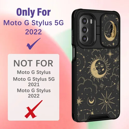 Vista 2 de Funermei - Funda para Moto G Stylus 5G 2022 con soporte de anillo Signo de sol y luna