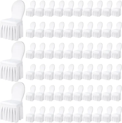 Vista 8 de Oudain Fundas protectoras para sillas con falda, de elastano elástico, largas, ajustables, removibles y lavables para sillas de comedor, para Negro