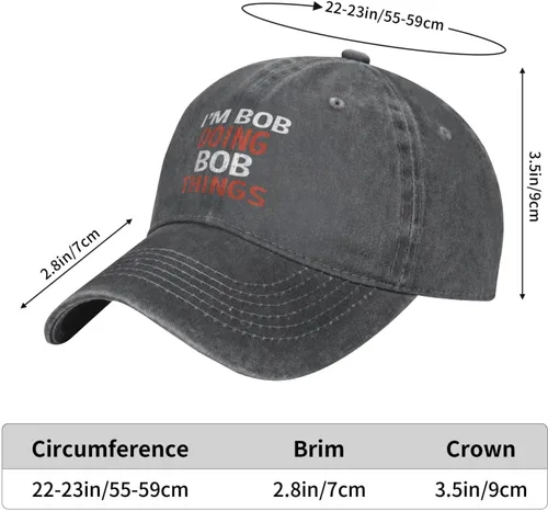 Vista 6 de Gorra de béisbol con texto en inglés "I'm Bob Doing Bob Things", gorra de béisbol ajustable para deportes al aire libre