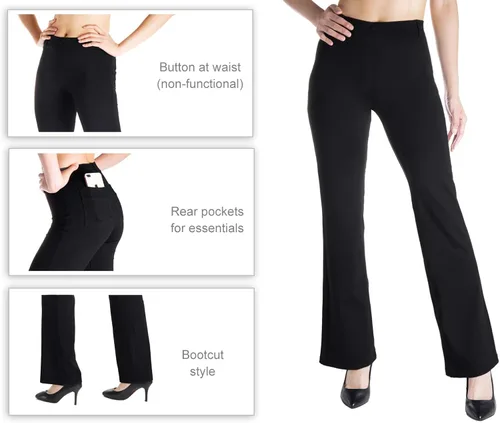 Vista 6 de Yogipace - Pantalones de vestir con presillas para mujer con diseño deportivo y corte de bota para practicar yoga o ir a trabajar tallas pequeñas