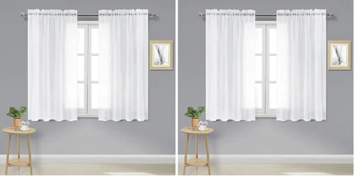 Vista 137 de DWCN Cortinas Transparentes Aqua de Voile Semitransparente con Bolsillo para Barra para Dormitorio y Sala de Estar, 36 x 36 pulgadas de Largo, Juego
