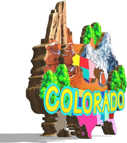 Vista 2 de Imán de Colorado USA para nevera de madera 3D, monumentos de viaje, coleccionables, recuerdos, decoración hecha a mano, 2