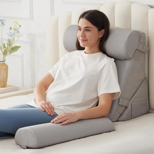 Vista 9 de BIEEZZK Juego de almohadas de cuña para después de la cirugía, almohada de cuña para reflujo ácido, almohada de cuña de cama con ajustable de 9 y 12
