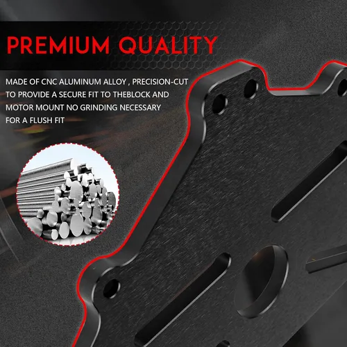 Vista 3 de Placa adaptadora de soporte seguro para motor compatible con Chevy LS1 Duramax BBC SBC LS Soporte resistente (negro)