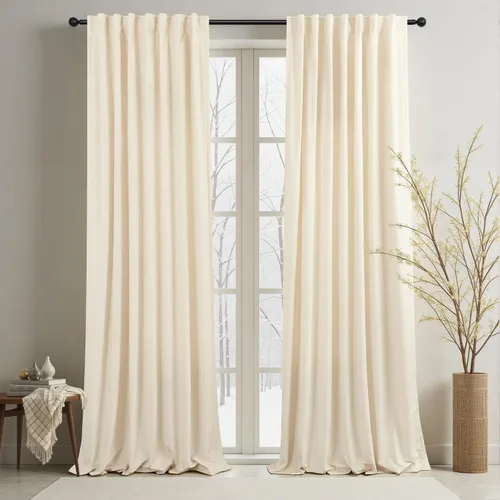 Vista 34 de Cortinas de terciopelo opacas para oscurecer la habitación de 63 pulgadas de largo para sala de estar, comedor, 2 paneles, privacidad pesada