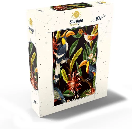 Vista 2 de MyPuzzle Birds with Tropical Leaves and Flowers - Rompecabezas de 100 piezas para adultos