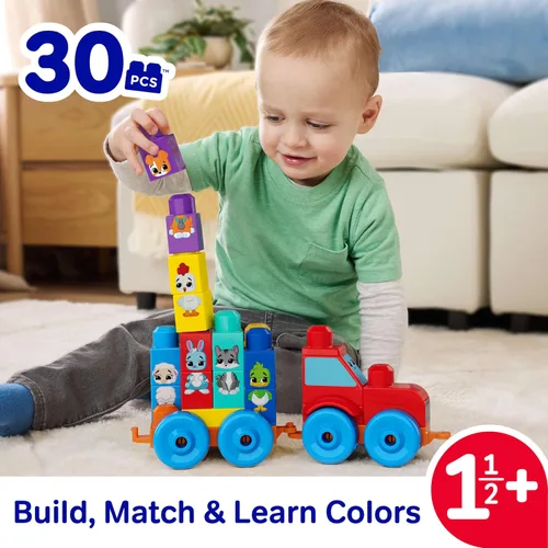 Vista 2 de MEGA BLOKS First Builders Build & Match Animal Tractor - Bloques de juguete