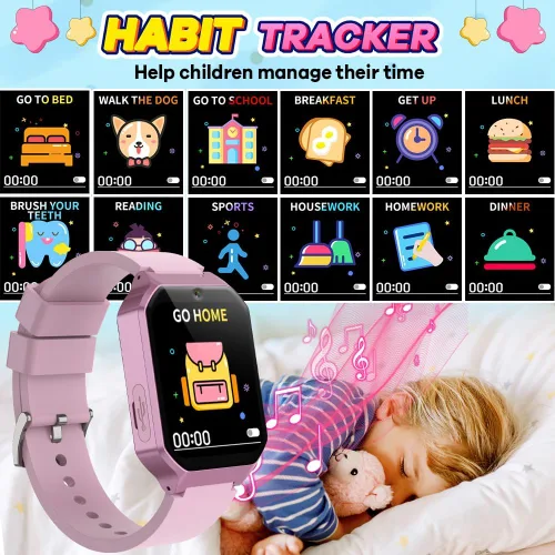 Vista 6 de Reloj inteligente para niños de 6 a 12 años, juguetes con 26 juegos, reproductor de música, pantalla táctil HD de 1.69 pulgadas, cámara de video