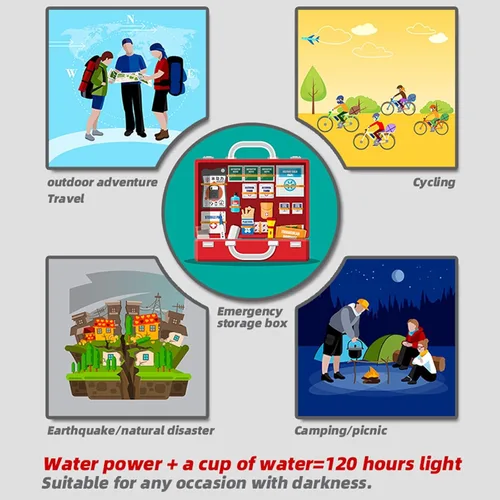 Vista 5 de weilaike Lámpara de agua salada, 3 lámparas LED, luces al aire libre, lámpara de emergencia sin batería, adecuada para actividades al aire libre