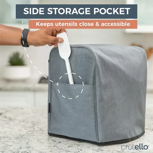 Vista 5 de Crutello Kitchenaid - Funda para batidora de pie con bolsillos de almacenamiento para mezcladores de 5 a 8 cuartos de galón, cubiertas antipolvo