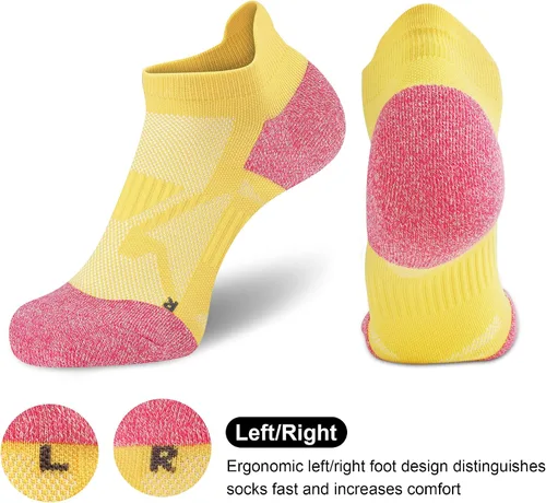 Vista 5 de Calcetines tobilleros para mujer, atléticos, de corte bajo, de compresión, acolchados, 5 pares
