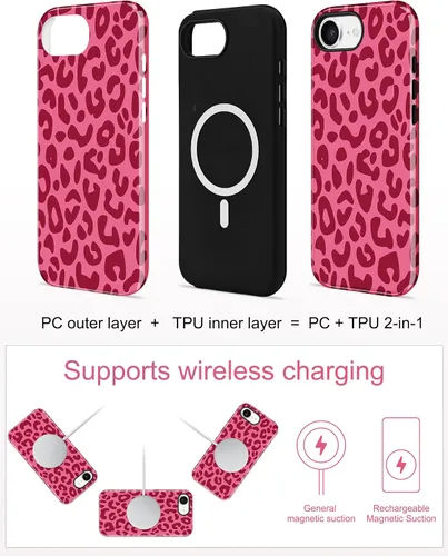 Vista 627 de Jusy Funda compatible con MagSafe con estampado de caparazón de tortuga marrón para iPhone 7/8/SE, cubierta protectora de TPU suave magnética