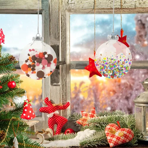 Vista 7 de BESPORTBLE 10 adornos de Navidad transparentes rellenables para bricolaje, bolas colgantes transparentes para decoración navideña personalizada