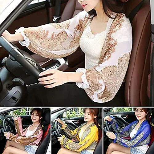 Vista 5 de ZHHUIZ Chal protector solar para conducirviajar para mujer, chal de manga larga de gasa para mujer