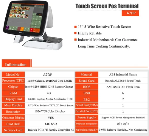 Vista 7 de Touch POS System Caja registradora con impresora incorporada Software de punto de venta para restaurantes y bar SET01