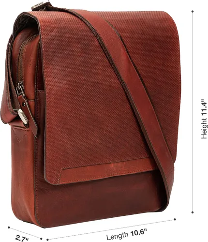 Vista 3 de VELEZ - Bolso bandolera de cuero hecho a mano para hombre