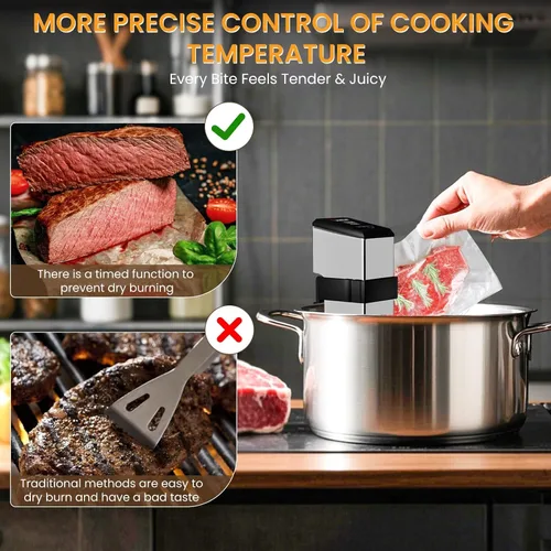 Vista 5 de Circulador de inmersión comercial de cocina Sous Vide de 1600 W, máquinas de restaurante Sous Vide, circulación de agua de 360°, ultra silencioso