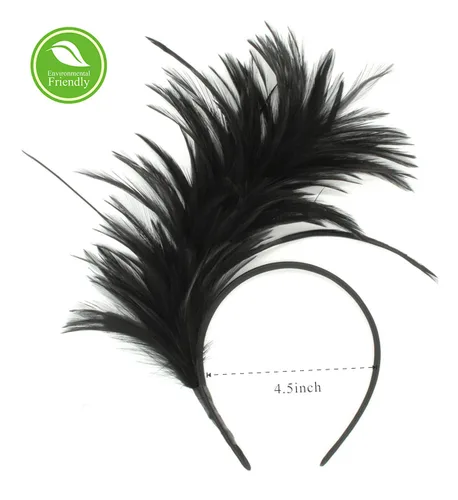 Vista 6 de FELIZHOUSE - Tocado de plumas de los años 20, diadema para mujeres y niñas estilo Kentucky Derby, para bodas, fiestas de té y disfraces, Tocado