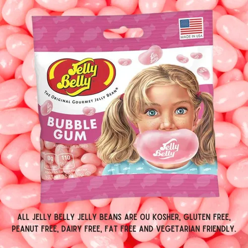 Vista 3 de Needzo Jelly Bean Pink Bubble Gum - Gomitas con sabor a chicle, caramelos masticables de tamaño bocado para compartir, recuerdos de fiesta de dulces