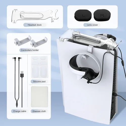 Vista 6 de 6-in-1 Accessories Bundle for PSVR 2, with one for two Magenic Charging Cable,Display Stand,Hook Rack,Lens Protector 5 Accessories