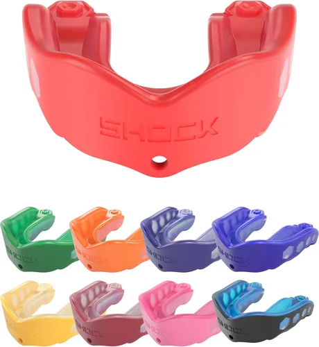 Vista 25 de Shock Doctor Gel Max - Protector bucal, protección resistente y ajuste personalizado, juvenil, frambuesa azul